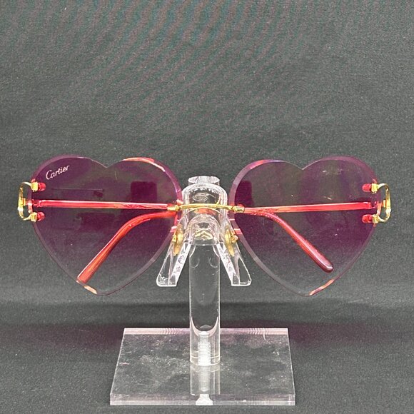 Cartier Big C Gold Wires Rimless Pink Heart Shaped Lenses Glasses Sunglasses main image 12